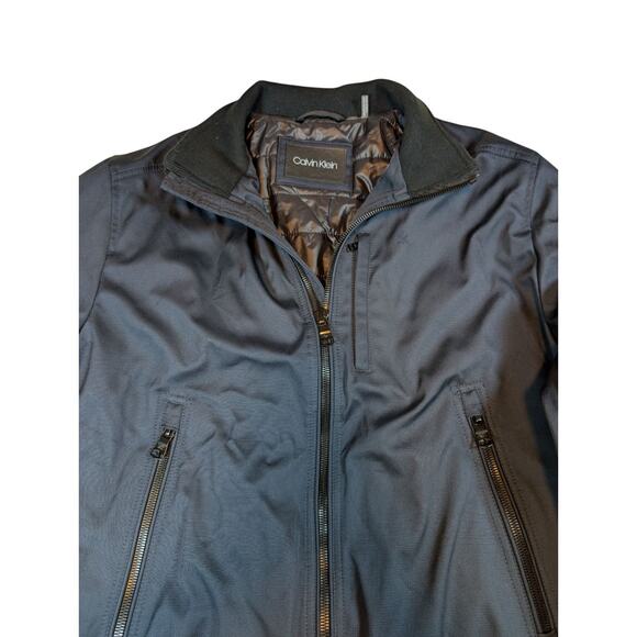 CALVIN KLEIN Men's M Navy Blue Bomber Flight Softshell Ripstop Jacket - Picture 3 of 9